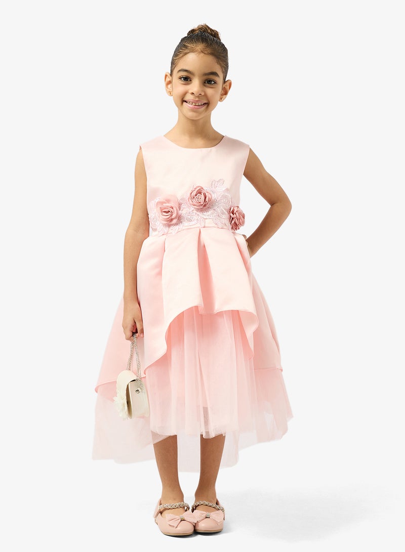 Pinata Pink Flower Textured Occasion Dress - Image 4